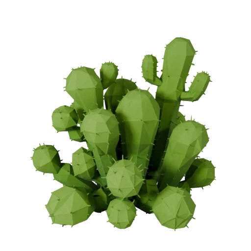 Cúmulo de Cactus de Baja Poligonalidad para Entornos en Tiempo Real 3D