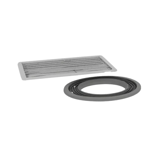 3D model of ventilation grille for stretch ceilings, consisting of an oval frame and a patterned ring