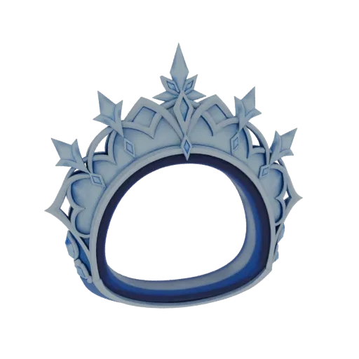 3D model of a delicate, ice-themed tiara with sharp crystalline points and snowflake-like filigree, rendered against a black