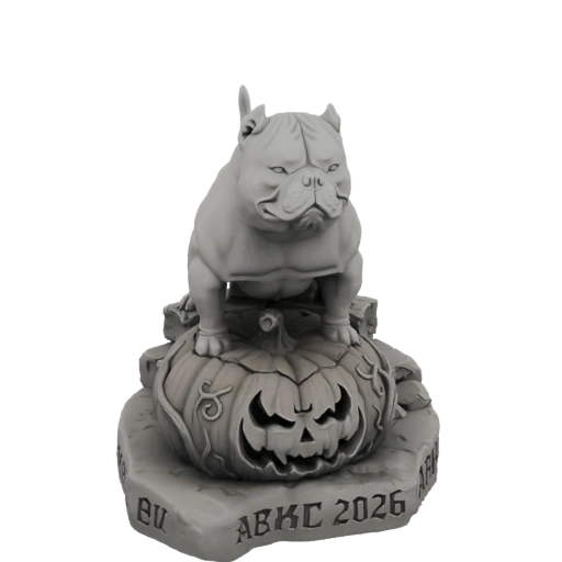 Bulldog on Jack-o'-Lantern Halloween Sculpture 3D Model