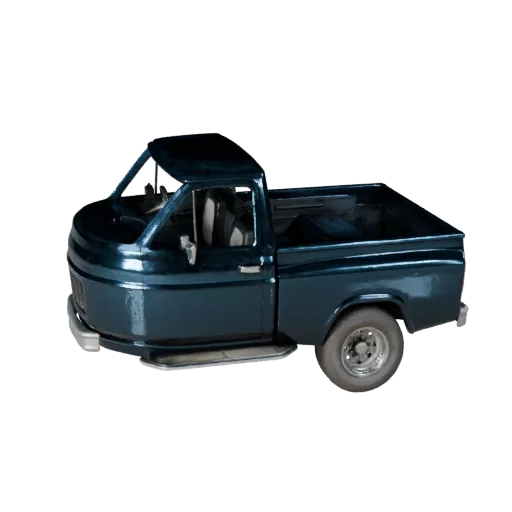 Modelo 3D de Camioneta Pickup Vintage de alta poligonización, vista de estudio de primer plano, activo de vehículo de alta po