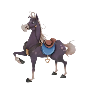 Stylized Purple Horse with Saddle 3D Model