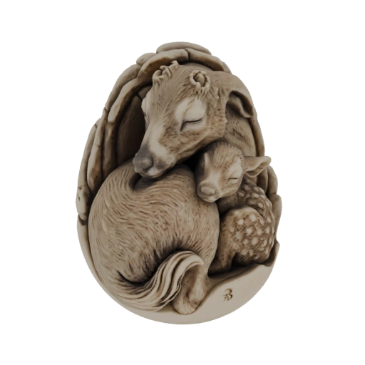 Mother and Child Deer Sculpture
