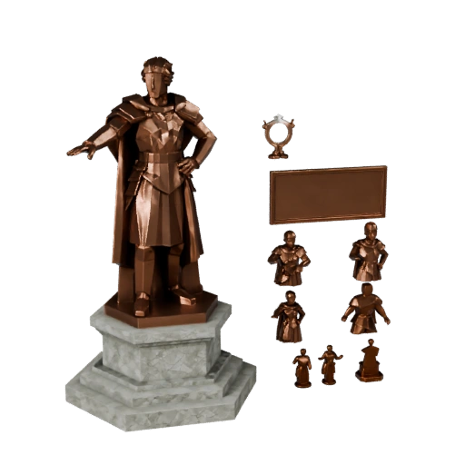 Low Poly Bronze Statue PBR | Echtzeit-Asset für Spiele-Engines