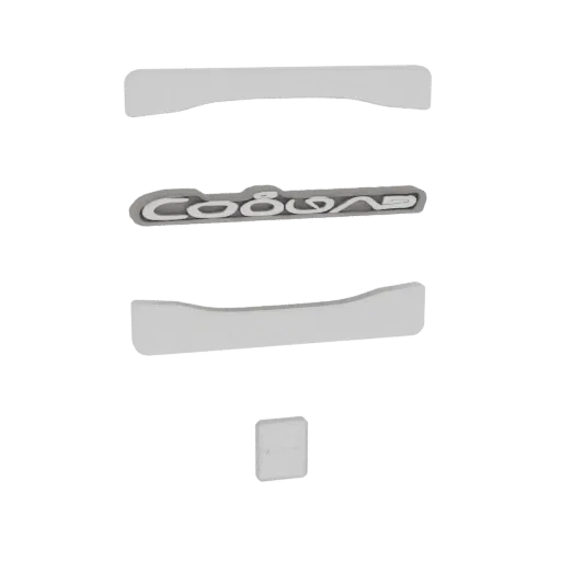 3D model render of a stylized Cobra emblem with metallic finish and 'Cobra' text.