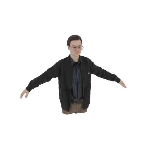 Young Man in Glasses and Bomber Jacket 3D Model
