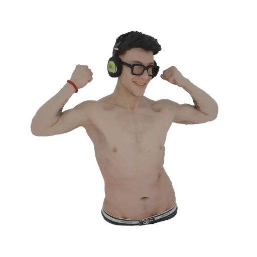 Flexing Gamer with Headphones 3D Model