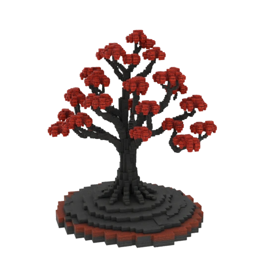 Voxel Tree with Red Foliage