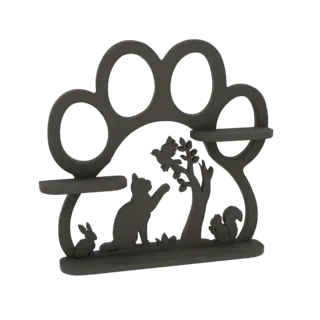 Paw Print Shelf with Forest Scene