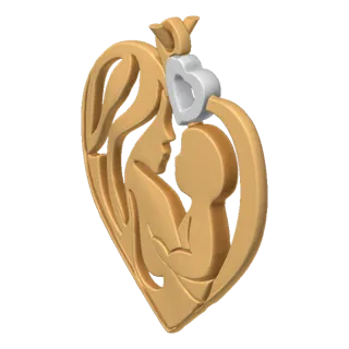 Mother and Child Heart Pendant 3D Model
