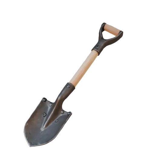 Vintage Shovel 3D model, three-quarter front view, Unreal Engine viewport, showing painted metal, form detail.