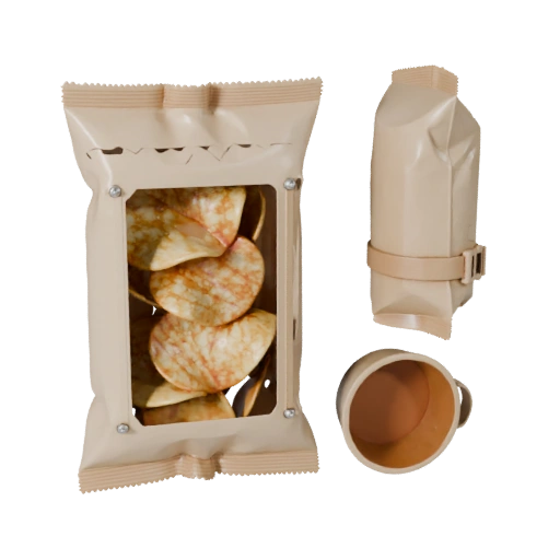 Catalogue 3D de Sachet de Chips Scellé pour Boutiques en Ligne
