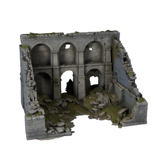 Modèle 3D d'Aqueduc Surchargé en Ruine pour Scènes Blender