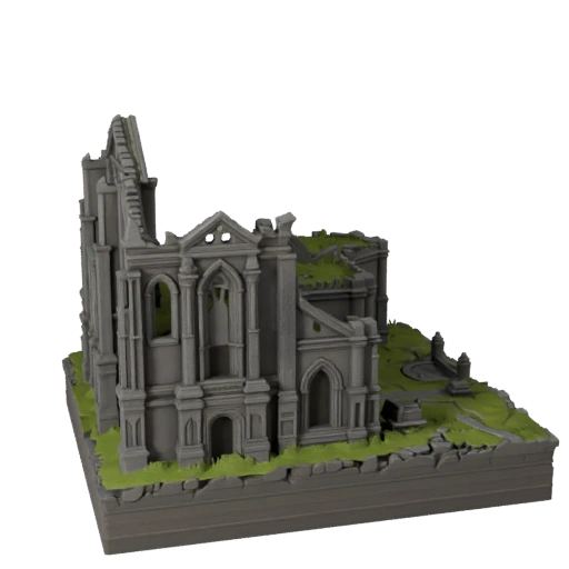 Разрушенная часовня Диорама Unity 3D Ассет для Реалистичных Сборок