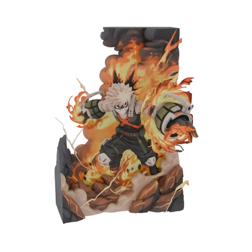 Katsuki Bakugo Fiery Explosion 3D Model