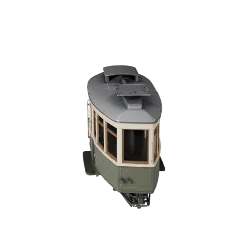 Modello 3D Tram d'epoca ad alto numero di poligoni, vista ravvicinata da studio, asset veicolo ad alto numero di poligoni con