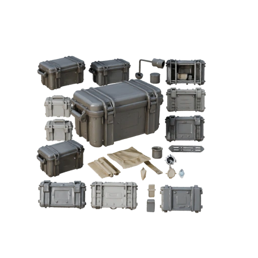 Kit d'asset 3D de caisse de munitions style militaire pour constructeurs