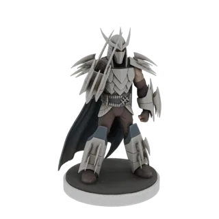 3D model of Shredder, the iconic villain, in a dynamic action pose with his armor and cape.