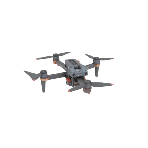 3D model of a 13-inch FPV drone frame, front and top view