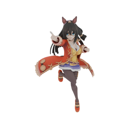 Anime Girl with Horse Ears and Red Coat Figurine