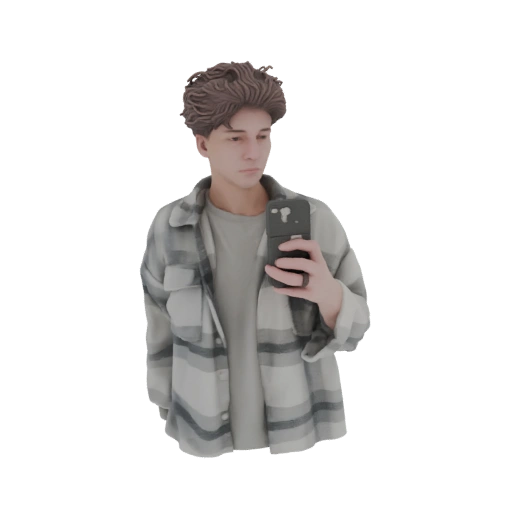 Young Man with Flannel Shirt 3D Model
