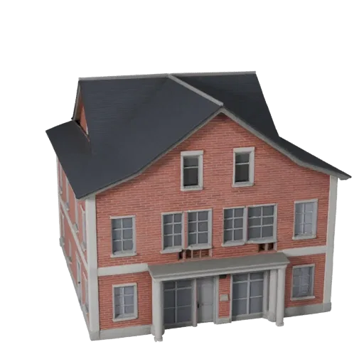 Modelo 3D de Casa Fazenda pronto para Unity, viewport do motor Unity, mostrando materiais de construção residencial e detalhe