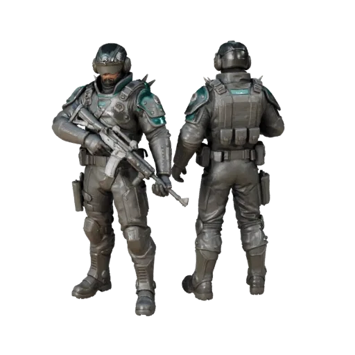 Personagem 3D de Soldado Inimigo de Ficção Científica, visualização da viewport do motor, ativo pronto para Unreal Engine com