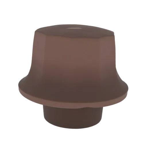 3D render of a brown octagonal knob with a flared base, isolated on a white background.
