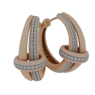 Rose Gold Hoop Earrings with Diamond Accents