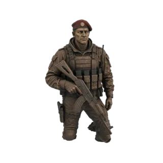 Bronze Soldier with AK-47 Rifle