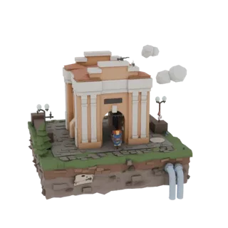 Low Poly Triumphal Arch Diorama
