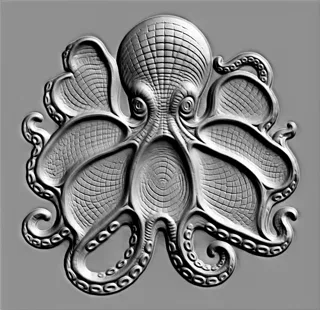 Baroque Octopus Bas-Relief
