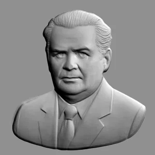 Modèle 3D bas-relief d'homme en costume d'affaires cravaté, vue de face