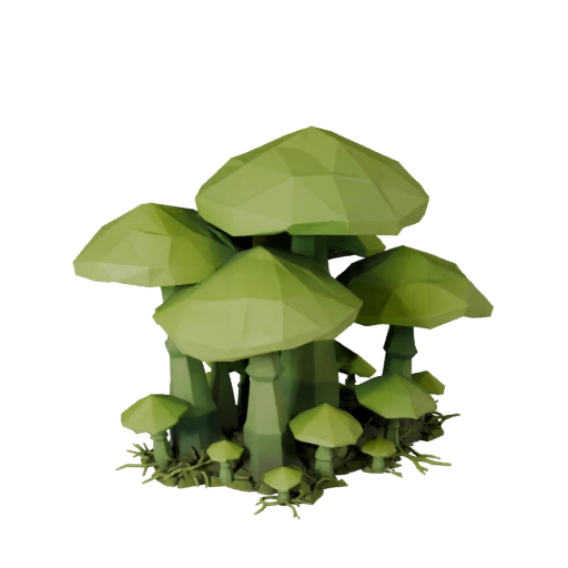 Grove de Hongos Alienígenas Low Poly 3D para Builds en Tiempo Real
