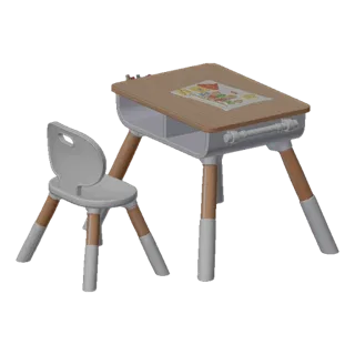 Children's Wooden Desk and Chair Set with Storage