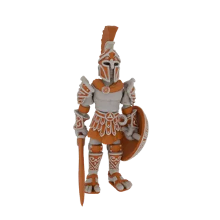 Orange and White Spartan Warrior 3D Model
