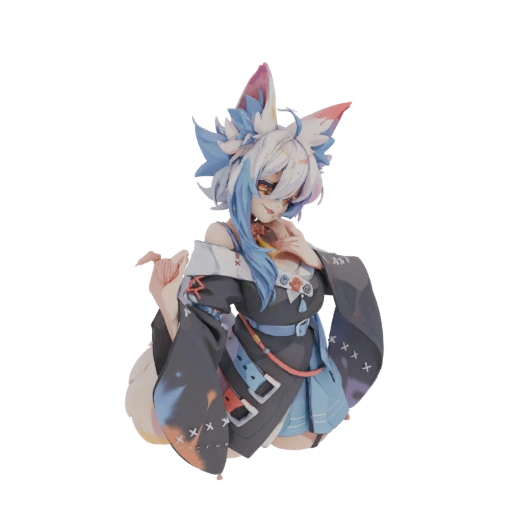 Kitsune Anime Girl 3D Model