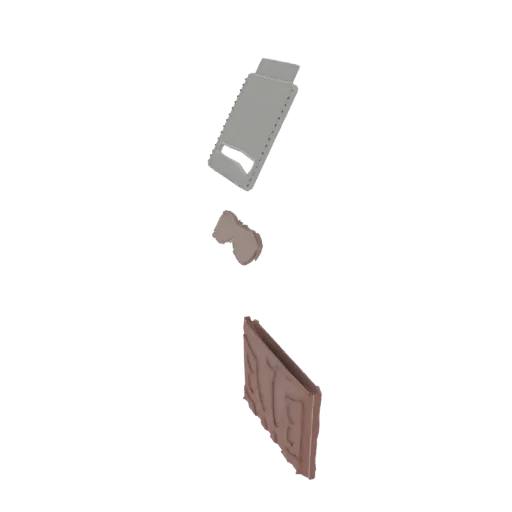3D model of a vintage leather wallet with embossed design, showing a card holder slot and aged leather texture.