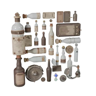 Detailed Workshop Bottle Group 3D Asset for Studio