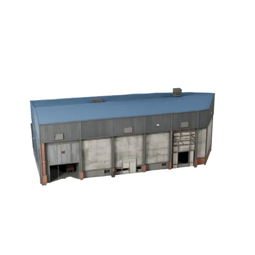 Modelo 3D de Silo de Grãos pronto para Unreal Engine, viewport do Unreal Engine, mostrando materiais de edifícios industriais