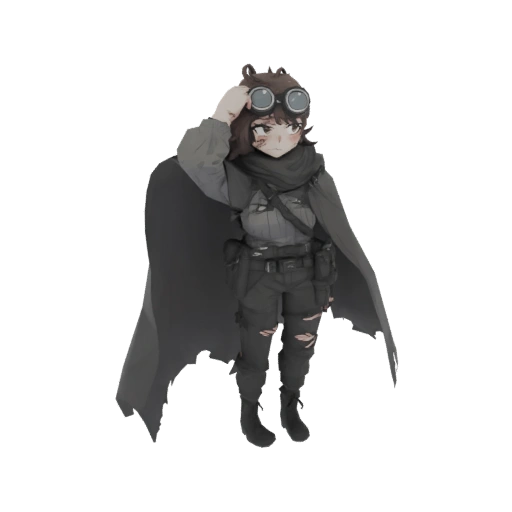 Steampunk Explorer Anime Girl 3D Model