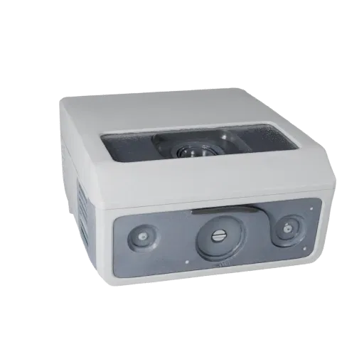 Voice Controlled Security Camera 3D model, game viewport three-quarter view, showing white plastic, form detail.