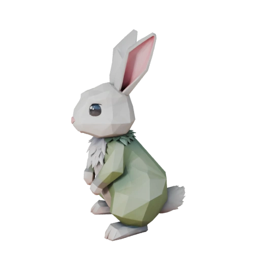 Modèle 3D de Lapin Low Poly - Asset de Jeu Unity avec FBX | Libre de Droits
