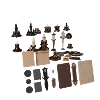 Fantasy Candle Cluster 3D Asset for Studio Renders