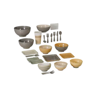 Picnic Salad Bowl Set 3D Asset for Online Browsers