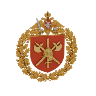 3D model of the Russian Federation Ministry of Defense emblem, showing a double-headed eagle, a shield with Saint George, and
