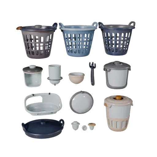 Cozy Laundry Basket High Poly 3D model, close-up studio render, showing ceramic, recognizable everyday shapes.