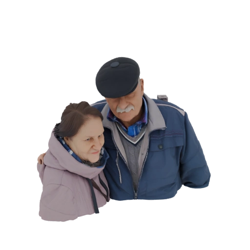 Elderly Couple Hugging 3D Model