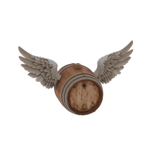 Flying Whiskey Barrel with Wings