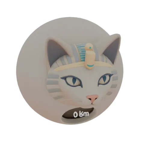 3D model of an Egyptian cat head in sphere form with bottom opening